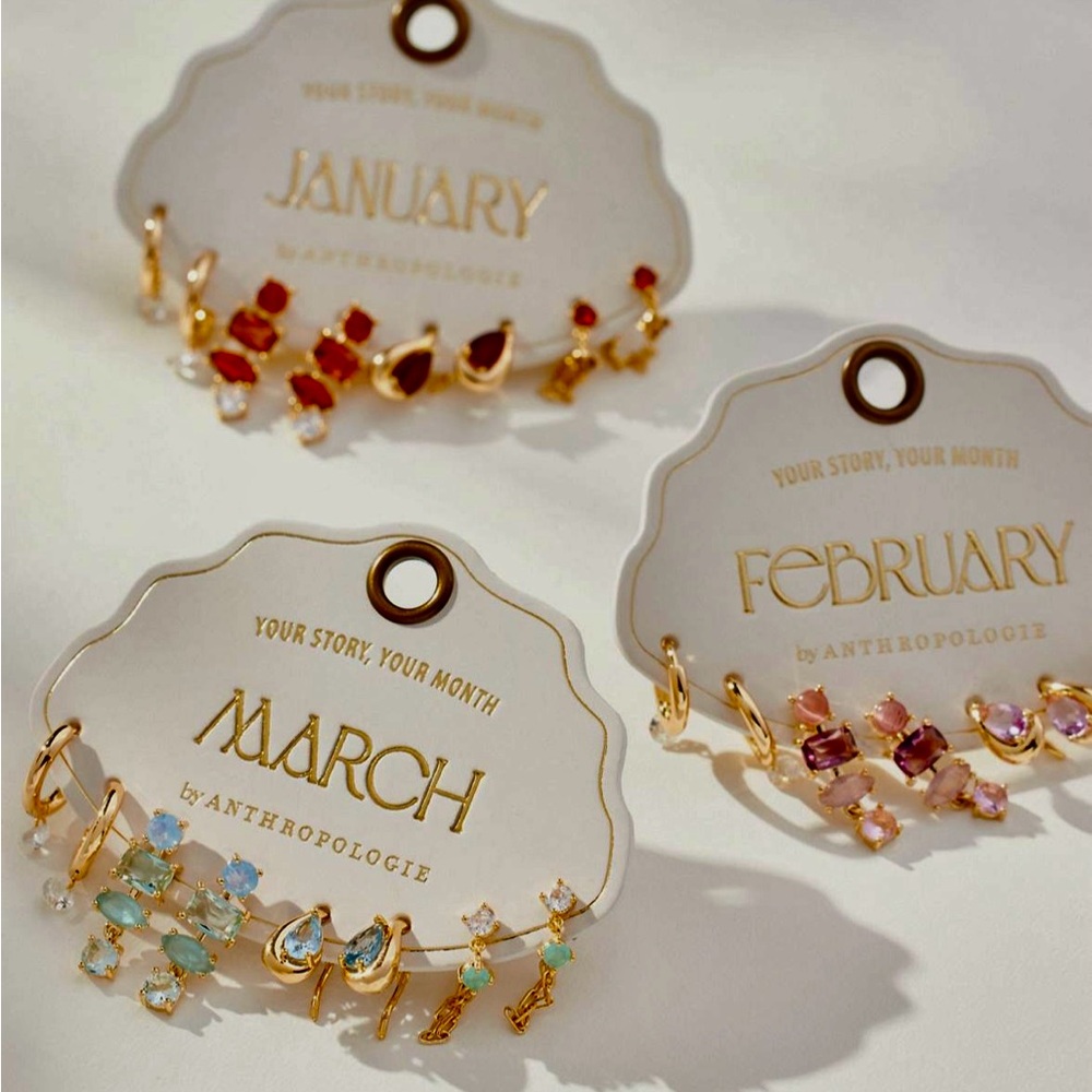 NWT Set of 4 Birthstone huggie earrings - Picture 4 of 9